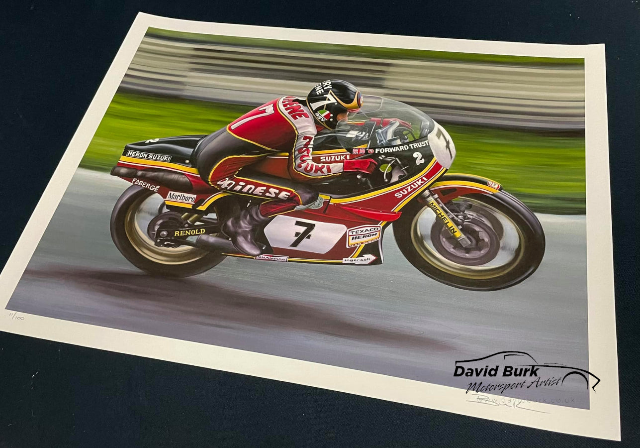 Barry Sheene Suzuki RG500 Road Racing Art Print Painting